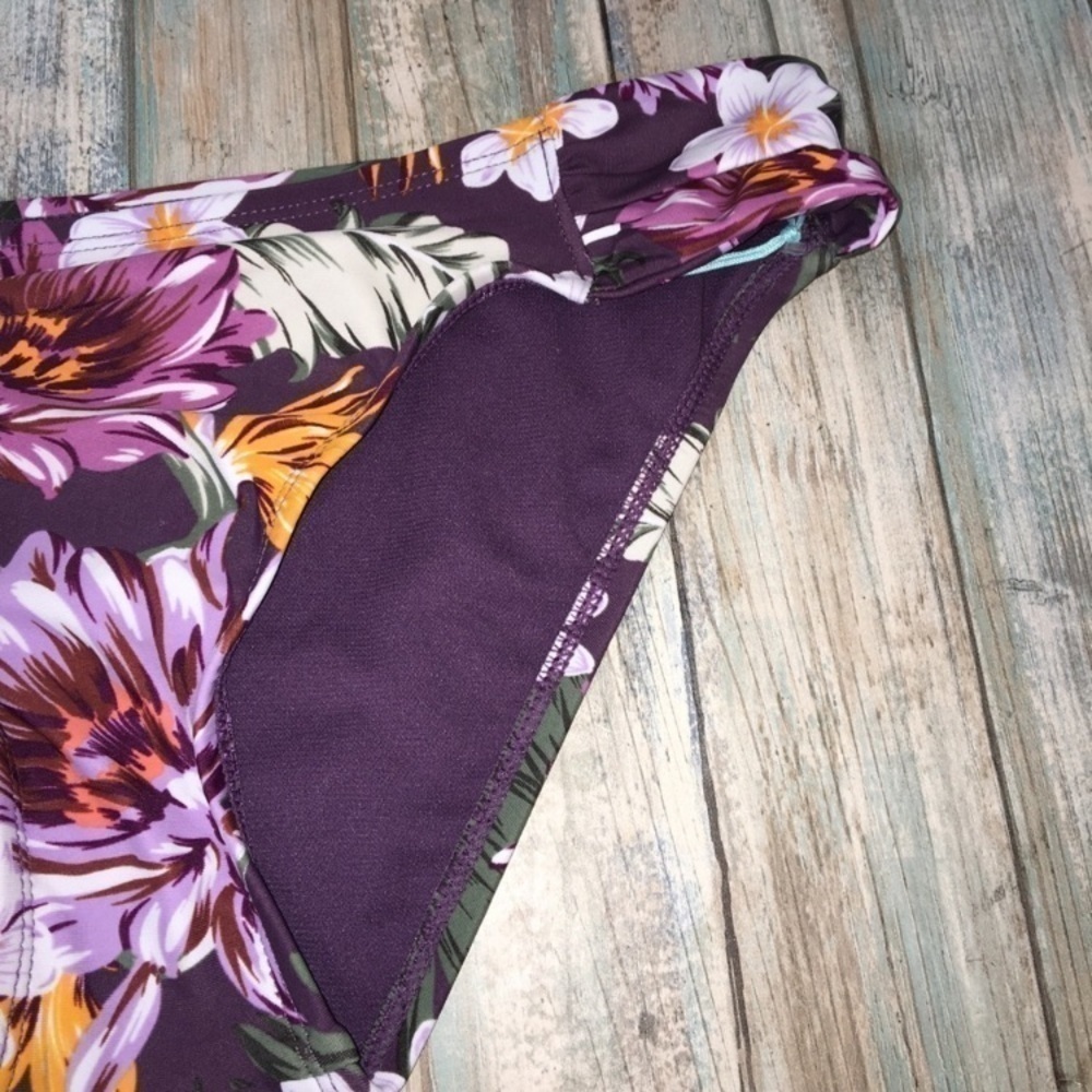 NWT Kona Sol Purple Floral Bikini Bottoms - Picture 3 of 8